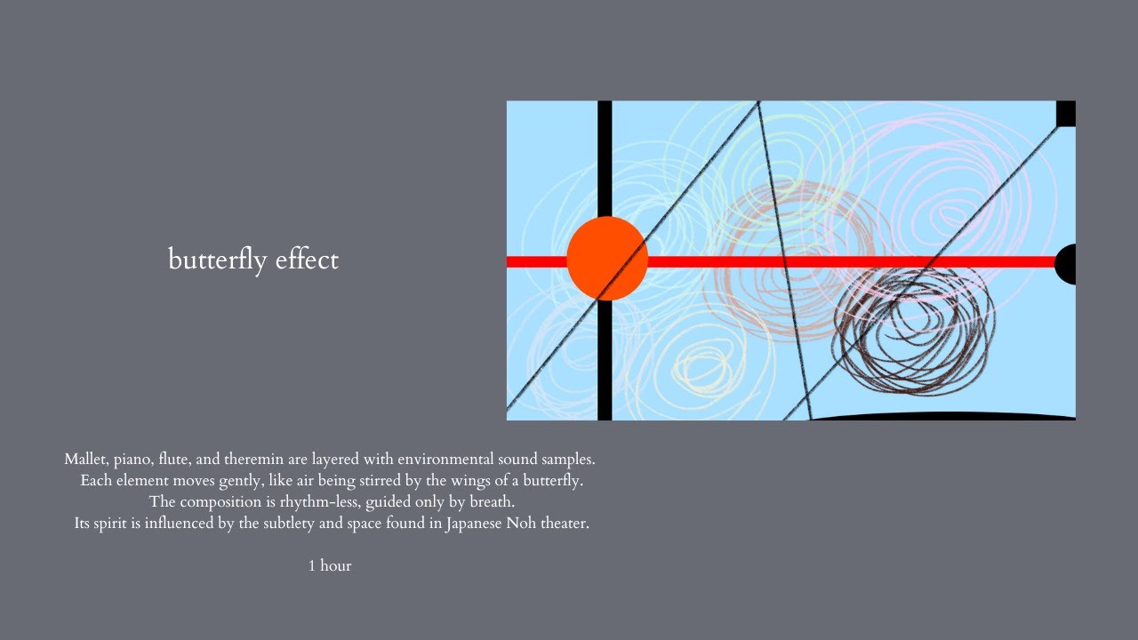 1hour ambient | butterfly effect of sound – mallet, flute, piano, theremin, and field recordings