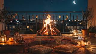 🌙 Arabian Nights Balcony Fireplace • Arabic Ambience • 8 Hours 4K