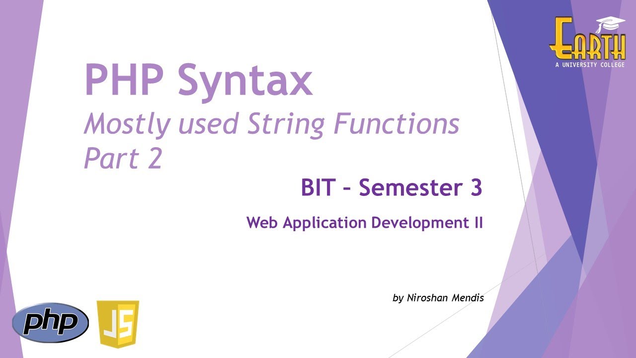 BIT Sem 3 - Web | 2. 9. Mostly used string functions in PHP - Part 2 ...