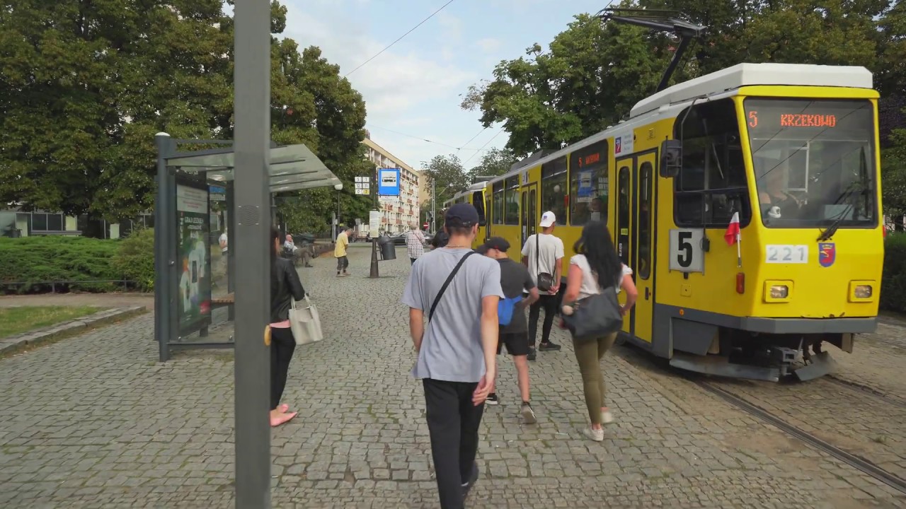 Poland, Szczecin, tram 5 ride from Plac Grunwaldzki to Krzekowo dla wysiadających