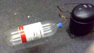 Ice cream freezer compressor blows up plastic bottle!