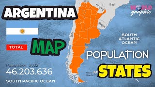 Argentina Map,  States and Territories, Population 2022