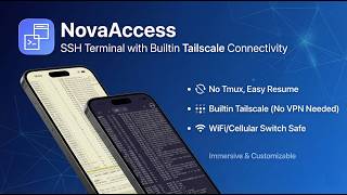 SSH session to a tailscale host in NovaAccess resumed after being background for 3 Minutes w/o tmux