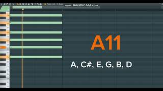 Аккорды «A11» на piano roll