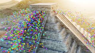 Insane Mayan PYRAMID Explosion – Thousands of COLORFUL BALLS in 3D – Rigid Body Simulation screenshot 1
