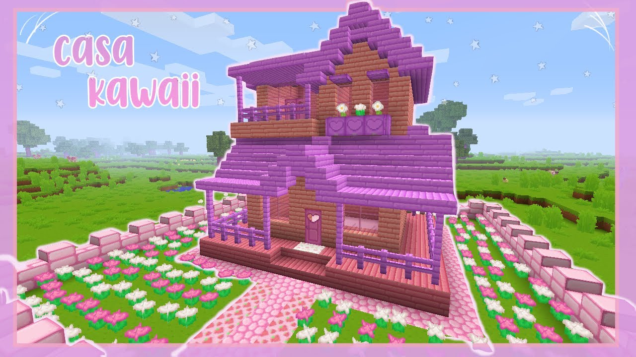 Tutorial casa aesthetic rosa e fofa - Minecraft Speedbuild 🌺