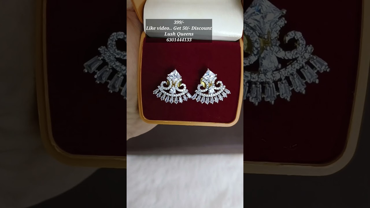 Daimond replica earrings | Beautiful one gram gold earrings |  Studs | Lush Queens | Earrings