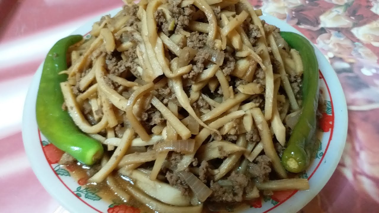 How to cook adobong bamboo shoot with groundbeef/Paano magluto ng
