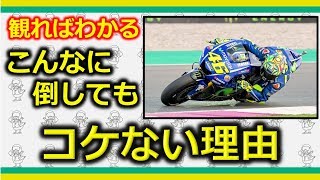 倒して曲がるバイクがコケない理由