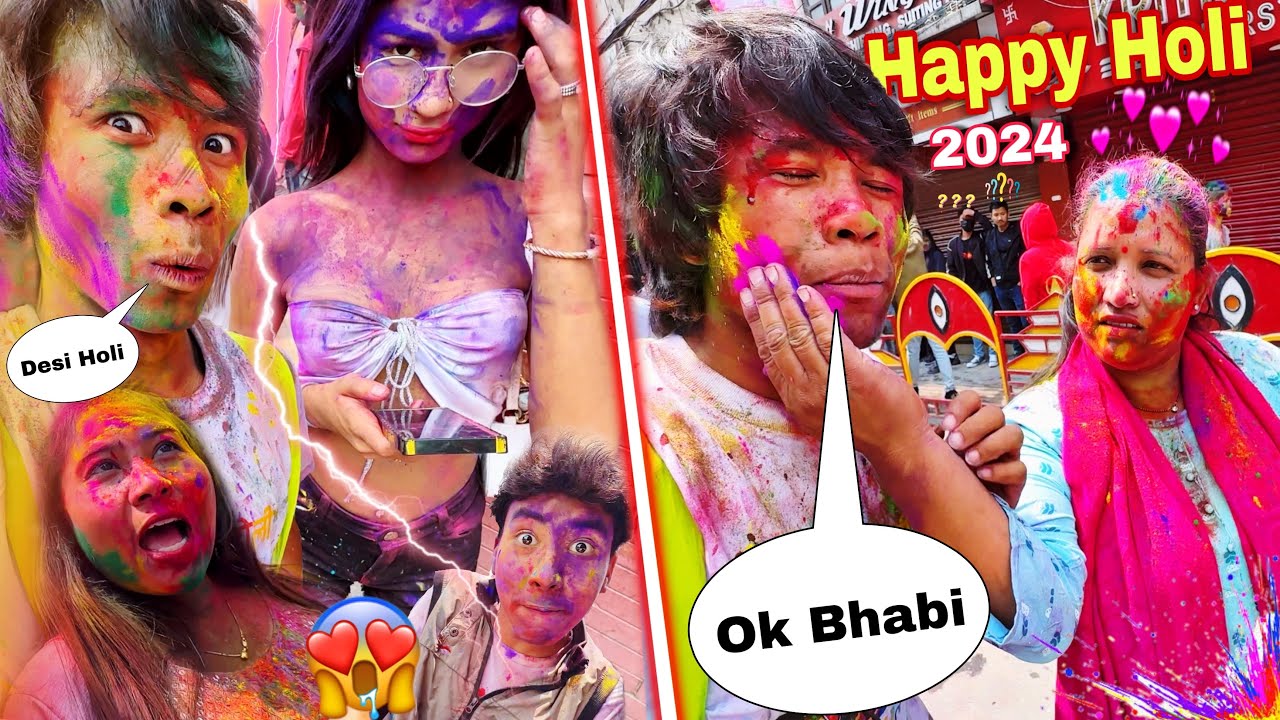 Desi Bhabi Ke Sath Manaya Re Baba Holi🔥ll Nepal Most Beautiful Holi Festival 2080 ll Ep-2 ll B Boys