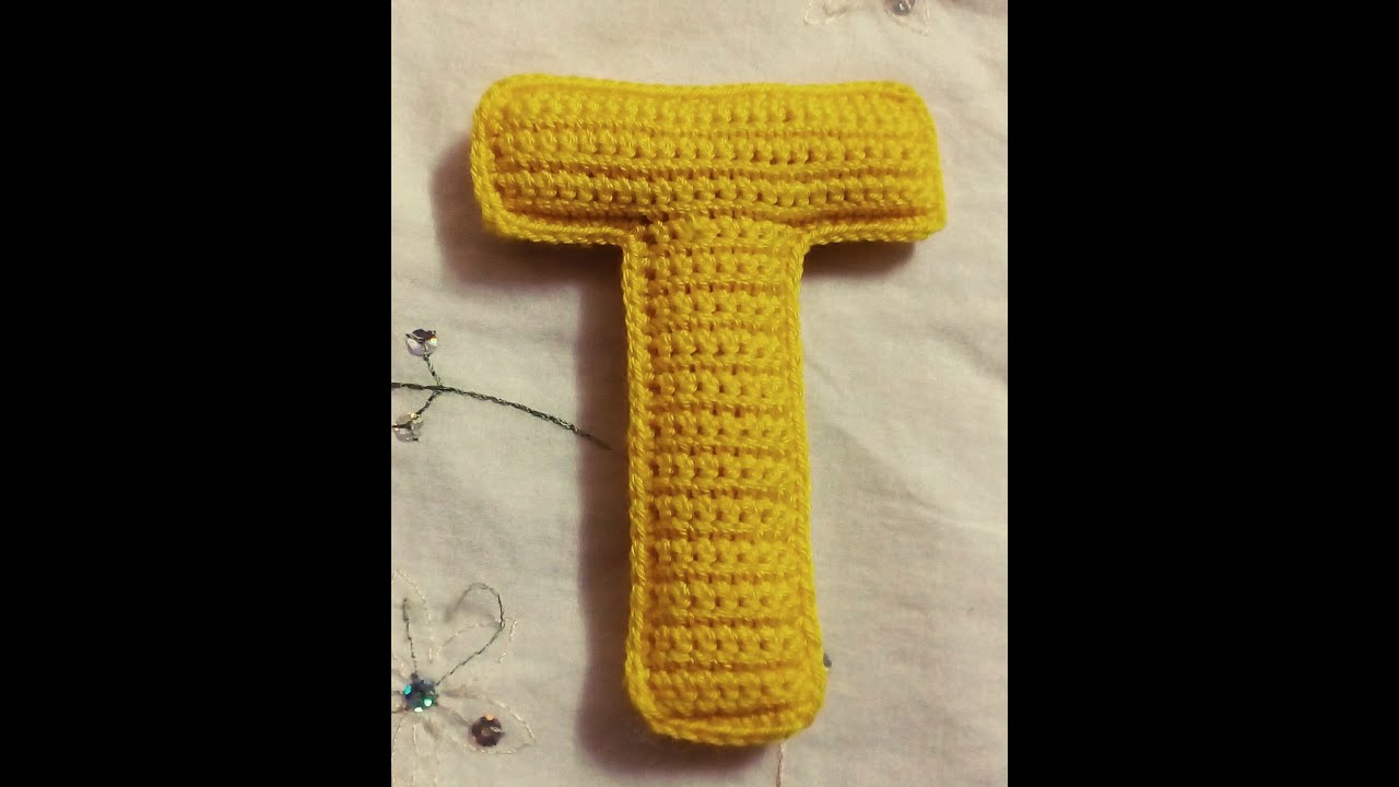 كروشية حرف crochet letter T