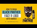 How to draw black panther face  logo with marker