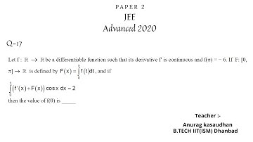 JEE Advanced 2020 Math Paper 2 (Q 17) solution | IIT JEE Maths |  #jeeadvanced2020 #projecteducation