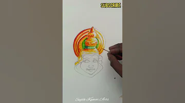 how to draw kathakali face|face step by step|kathakali face water colour drawing|onam drawing