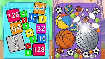 Merge Cube 2048 3D vs BASKETBALL - ASMR Gameplay | Colorful Jelly Balls Numbers Puzzle | Suika 2048