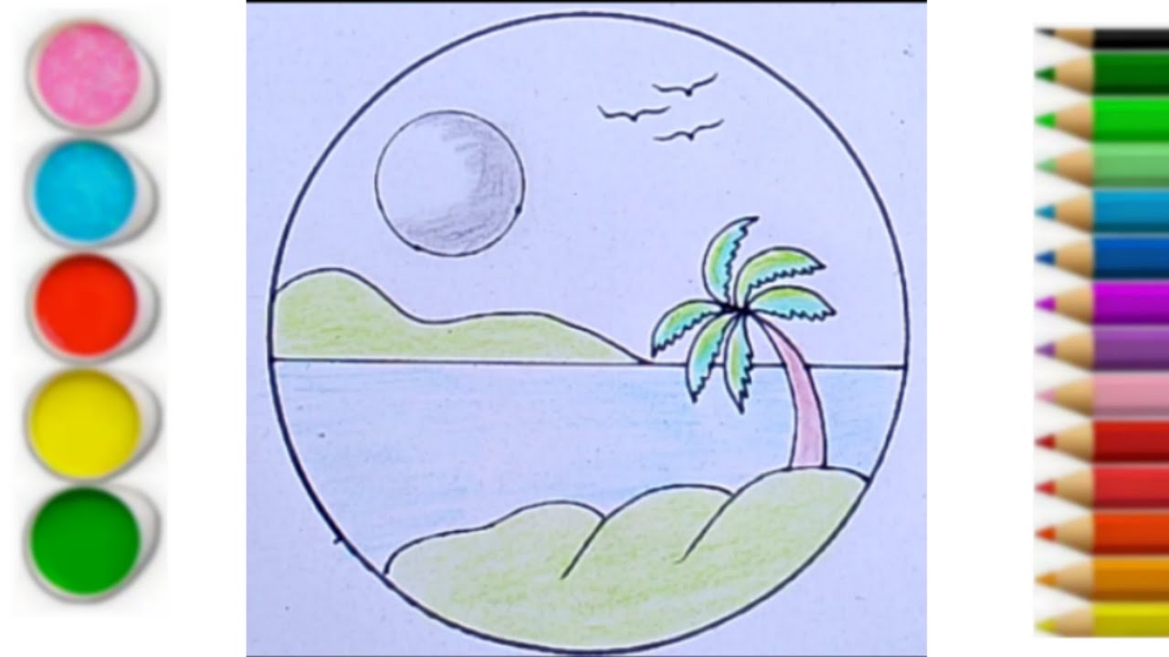 Easy circle scenery drawing/circle scenery drawing step by step circle ...