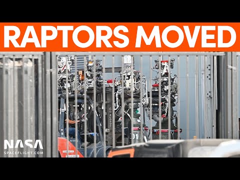 Raptor Engines on the Move at the Production Site | SpaceX Boca Chica