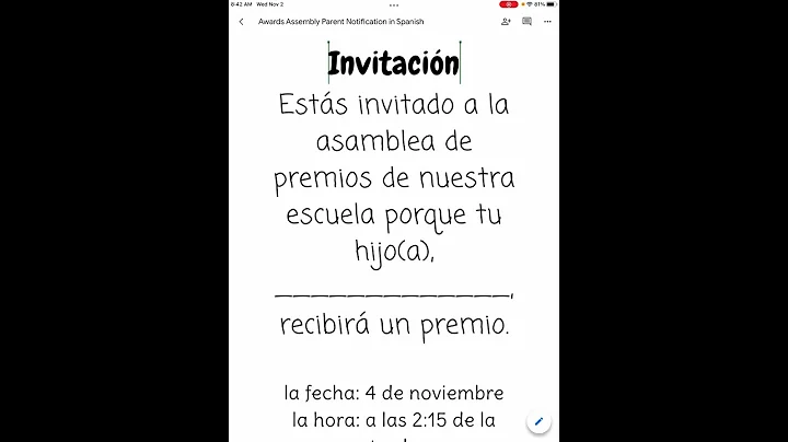 Spanish Invitation Assembly November 4, 2022 Clipp...