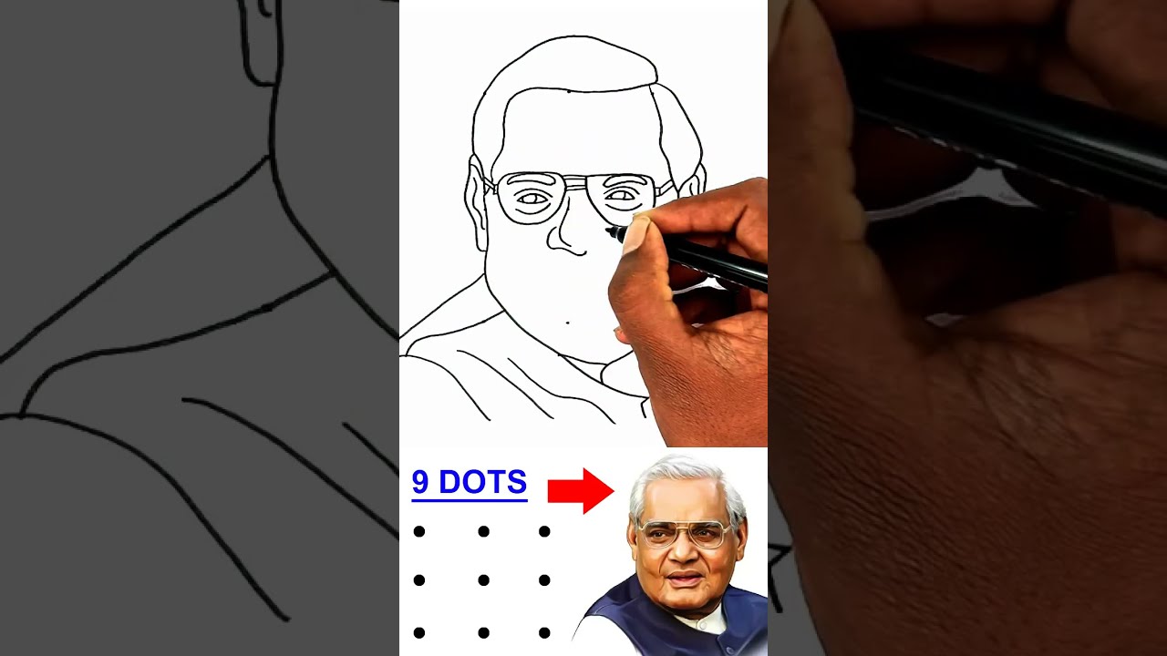 Dots into Atal Bihari Vajpayee drawing easy - 