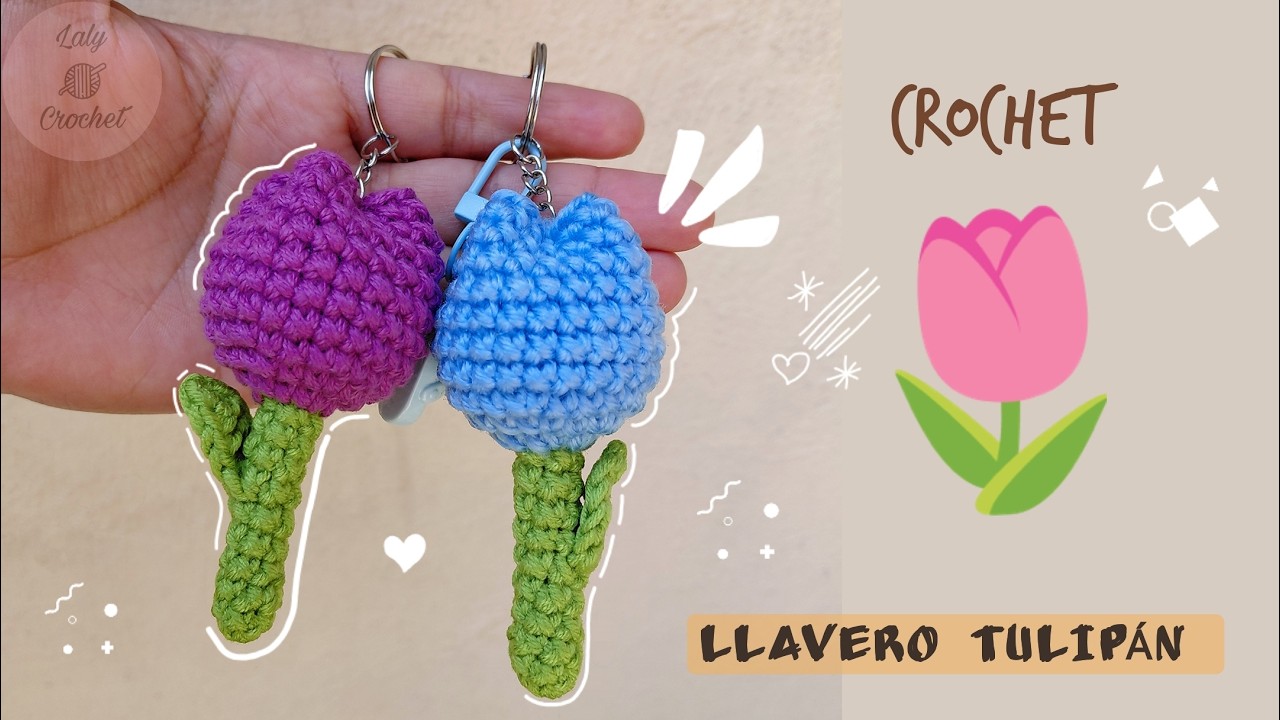 Llavero TULIPÁN tejido a CROCHET🌷 / Tutorial Tulipán muy fácil #crochet 