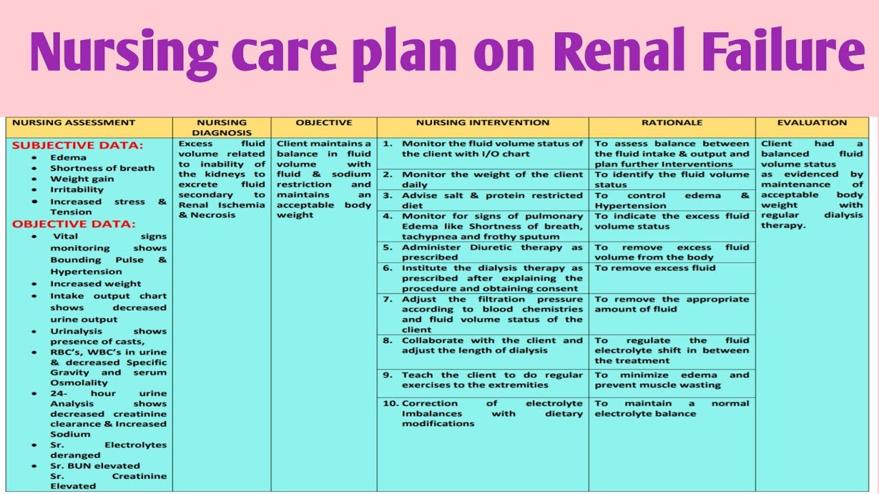 Ncp 9 Nursing Care Plan On Renal Failure Youtube