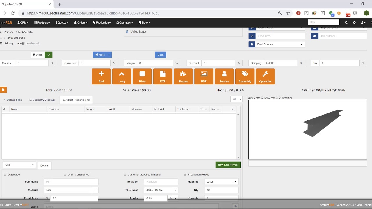 Structural and Plate Processing EstimatorFabrication Estimating