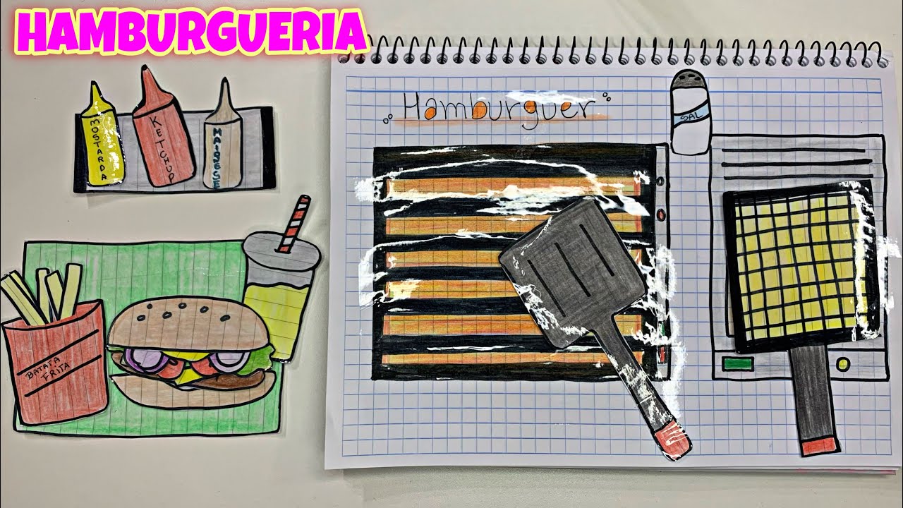 PAPER DIY ✏️ COMO FAZER HAMBURGUERIA | Making paper burger