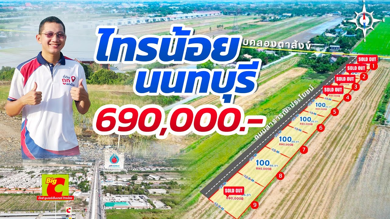 ที่ดินถูกบอกด้วย EP.38 | ที่ดินแบ่งขาย 100 ตารางวา ขาย 690,000.- ทวีวัฒนา ไทรน้อย นนทบุรี