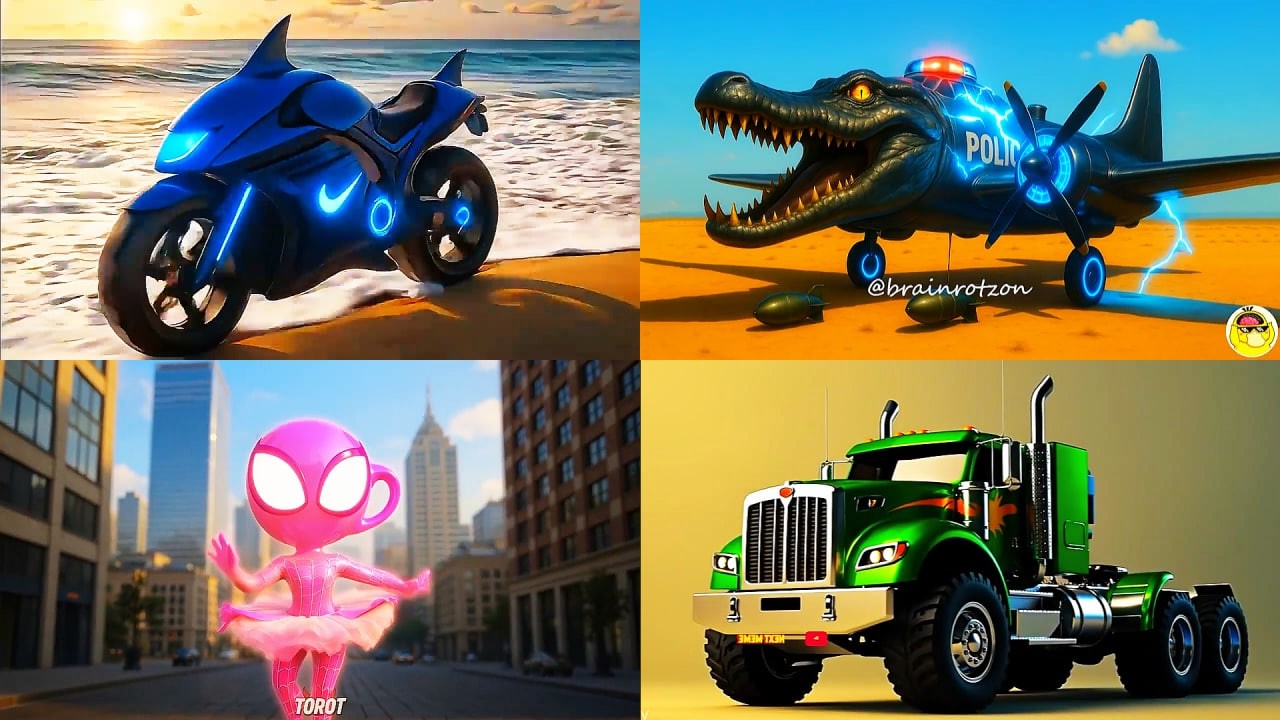 BRAINROT EXTINCTION TRUCKS 🆚 BRAINROT CAR 🆚 BRAINROT MOTORCYCLE - Tiles Hop EDM Rush!