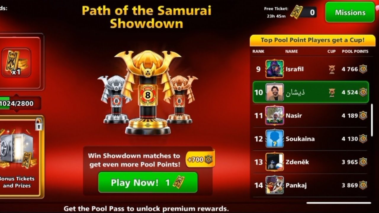 Path of Samurai Win Streak All Shots in 8 ball pool