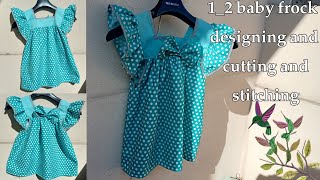 1-2year baby frock designing and cutting and stitching