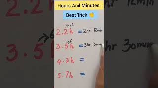 Hours And Minutes Short Trick math time