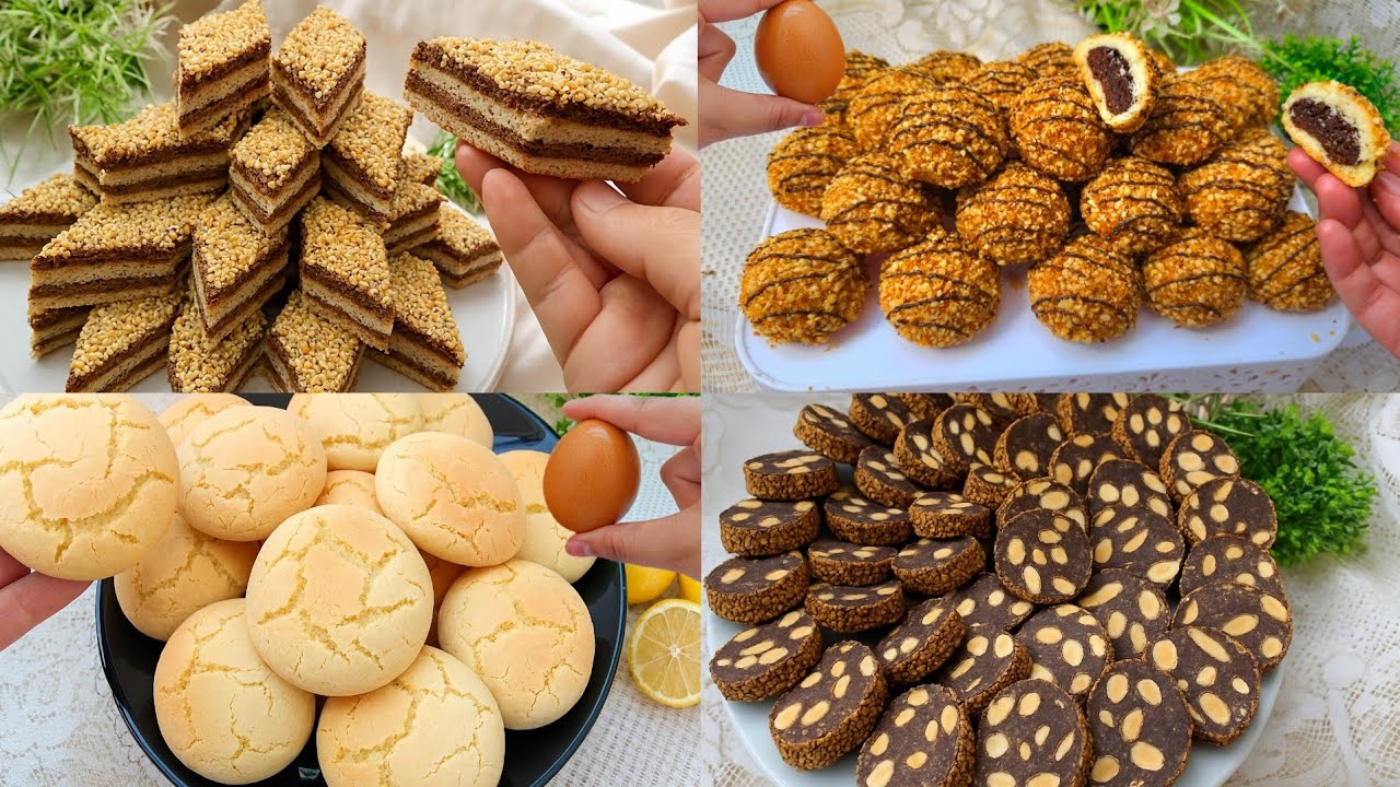 تشكيلة حلويات المولد النبوي🌟  4 حلويات بدون زبدةحضريهم في اخر لحضة سهلة سريعة واقتصادية بكمية وفيرة