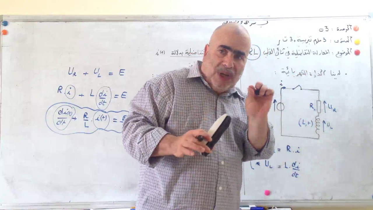 المعادلة التفاضلية بدلالة شدة التيار في ثنائي القطب RL