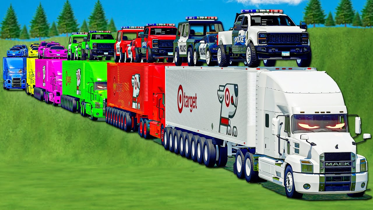 COPS TRANSPORT OF COLORS! ALFA ROMEO, PORSCHE,SUPERDUTY, EMERGENCY VEHICLES & MACK TRUCKS! FS 25