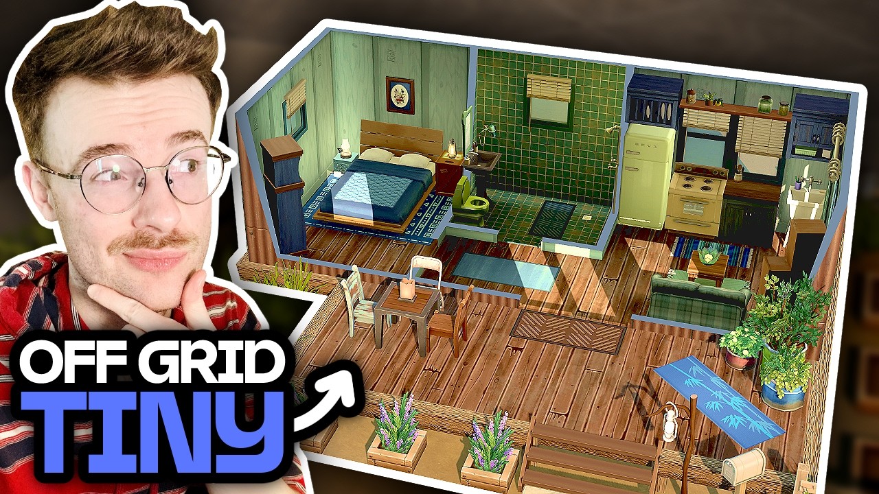 building an OFF THE GRID tiny house in The Sims 4