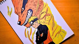 Draw With Me || how to draw naruto and kurama together || naruto and kurama drawing step by step
