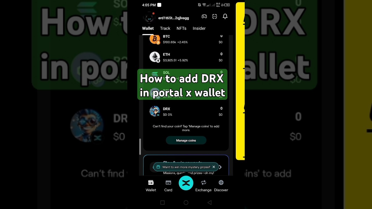 How to add drx in portal x wallet 
