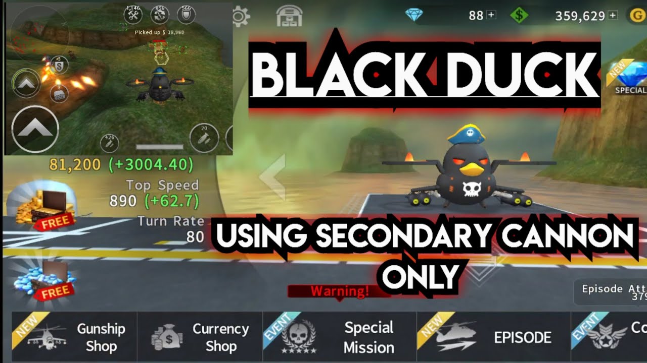 Gunship Battle helicopter - Black Duck gameplay using secondary Cannon only
