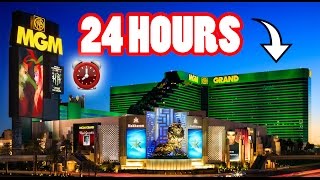 (MEGA!) 24 HOUR OVERNIGHT CHALLENGE in MGM GRAND HOTEL | SNEAKING IN THE MGM GRAND OVERNIGHT FREE 😱