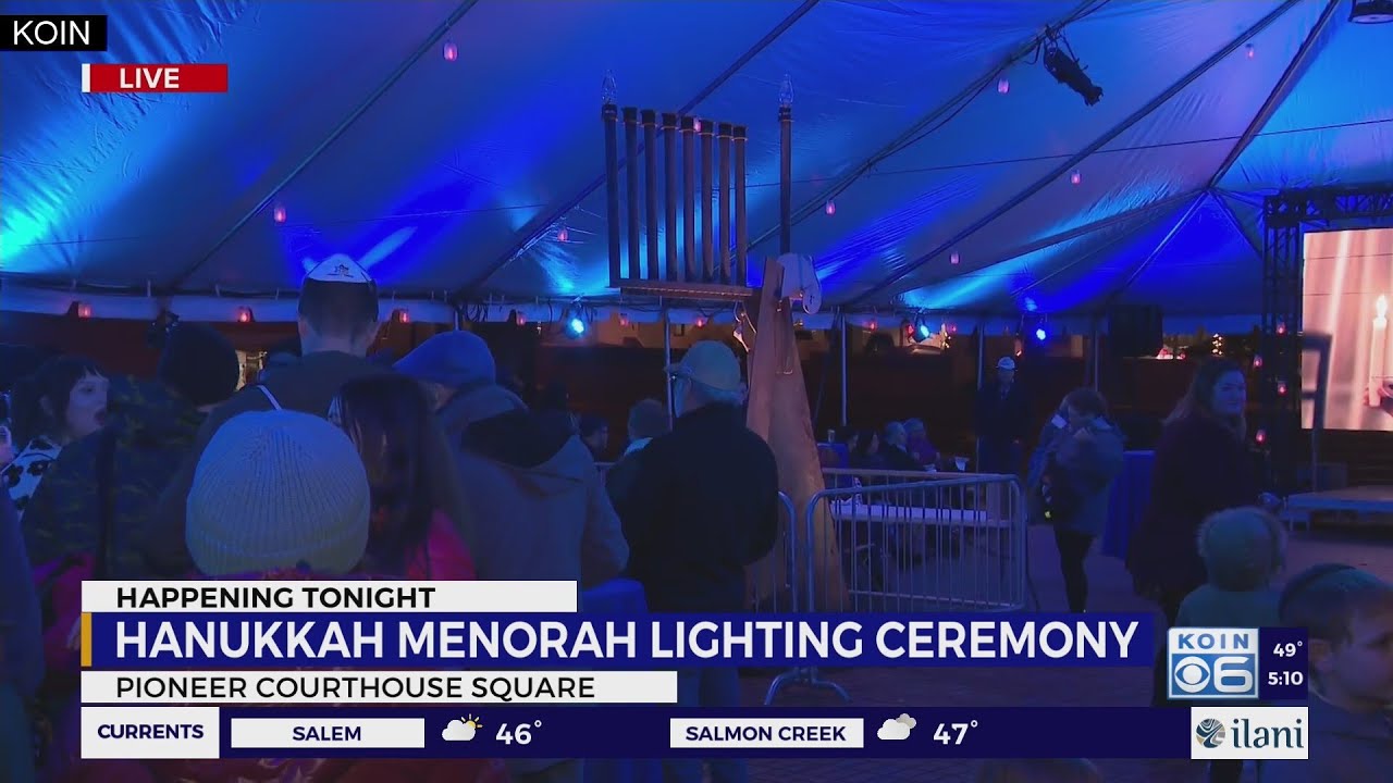 Portland public menorah lit for Jewish Festival of Lights on first