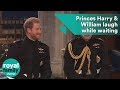 Prince Harry and Prince William have a laugh while waiting for Meghan's arrival in church
