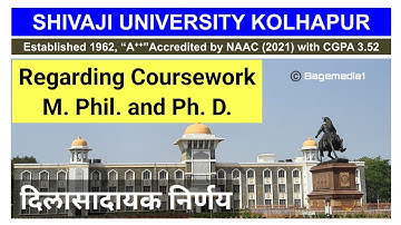 Important Updates PhD Students Mphil Students Course Work Shivaji University