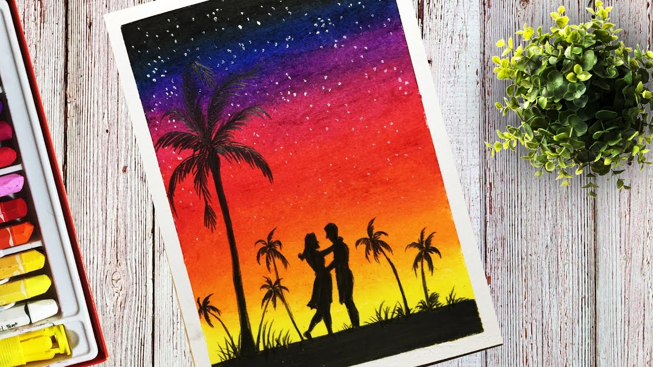 picture Colorful Sky Attractive Simple Beautiful Easy Nature Drawings how to draw a beautiful colorful sky scenery with oil pastel step by step