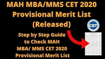 MAH MBA/MMS CET 2020 Provisional Merit List (Released) -Check MAH MBA/MMS CET Provisional Merit List