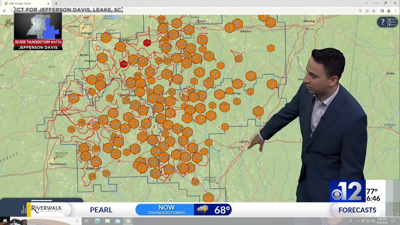 Severe storm causes 61,000 outages in Mississippi - YouTube