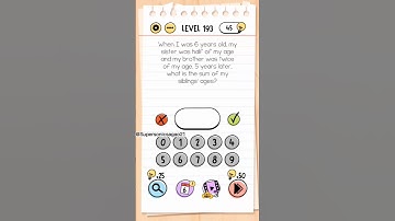 Brain test: tricky puzzles level 193 #brother #sister #half #twice #myage #siblings #years #level193