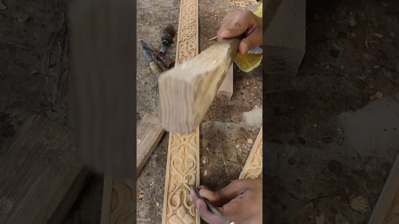 By hand graving wood work Moroccan artisanat 