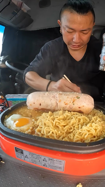 Japanese truck driver dinner￼! Having fun cooking in the truck!￼￼
