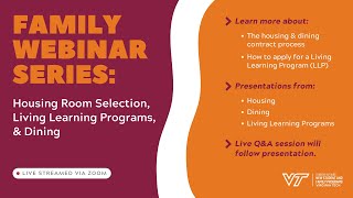 2024 Family Webinar Series: Housing, LLPs, Dining